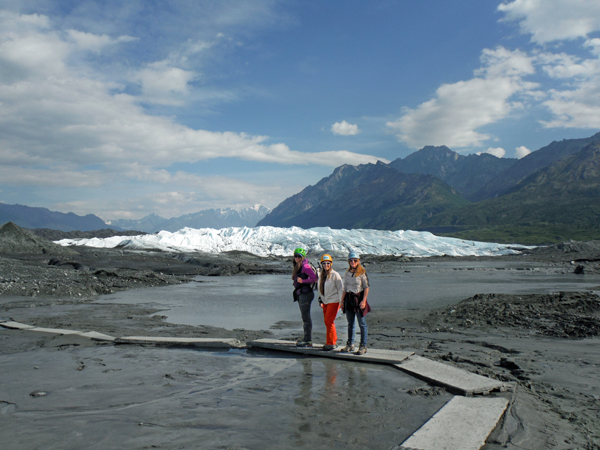 pathway through the mud on the Matanuska Glacier